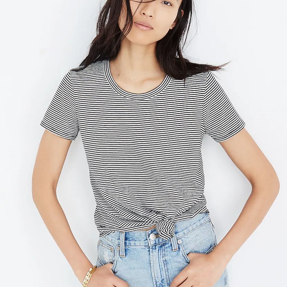 Madewell Knot-Front Tee in Stripe